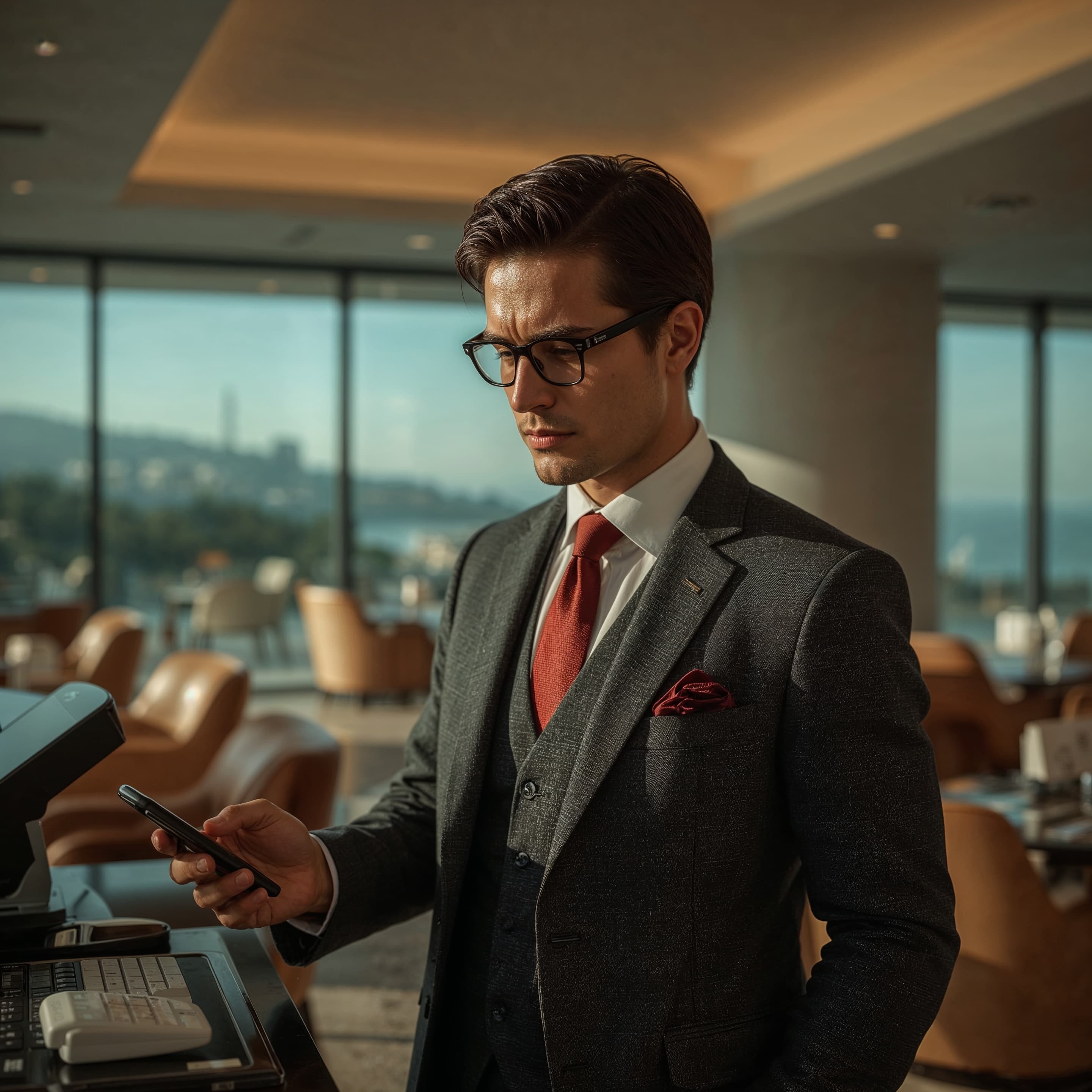 Professional using mobile banking