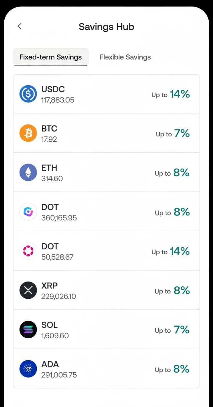Savings Hub Interface